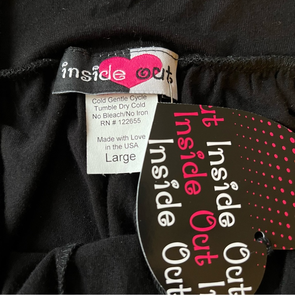 NWT Inside Out wide leg black gaucho capri cropped stretch pants wide waistband - Picture 5 of 7